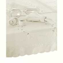 Elegant Oblong Embroidered Tablecloth - 170x360cm - Soft Marshmallow Color For Dining And Special Occasions