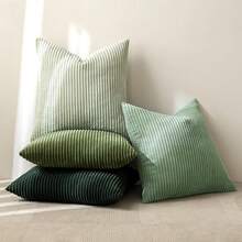 Boho Farmhouse Sage Green Throw Pillow Covers 18x18 Inch Set Of 4 Mordern Nordic Cushion Covers Soft Corduroy Home Decor Couch Bed Sofa Living Room Forest Green - 森林綠 - 查看 7