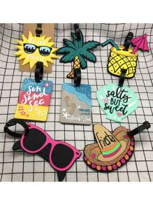 1pc Outdoor Travel Luggage Tag Accessory, PVC Soft Rubber Material, Beach Series, Luggage Tag, Plane Boarding Pass Bag, Bus Card Holder, Back To School Supplies Travel Essentials Travel Accessories Vacation Summer Holiday Women Mini Travel Products