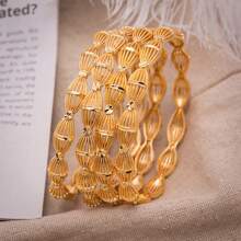 1pc Middle Eastern Style Luxury Bride Open Bangle Bracelet, Elegant Women Jewelry, Southeast Asia Accessories