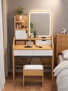 Silla De Tocador Moderna Marrón Para Sala De Maquillaje,Silla de cómoda,Silla de dormitorio, Marrón , Exquisito y pequeño - Marrón - Ver 4