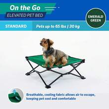 Coolaroo On-The-Go Elevated Dog Bed - Foldable Pop-Up Travel Dog Bed With Breathable, Moisture-Resistant Fabric, Carry Bag Included, Lightweight & Portable, Emerald Green, Standard - Red - View 8