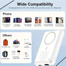 适用于 Magsafe 电池组，5000mAh 磁性移动电源，配备 Type-C 线缆，快速充电照明输入，无线便携式充电器，适用于 16/15/14/13/12/ 所有系列，适合夏季假期户外旅行/露营和免提应急备用移动电源，适合送给家人、朋友、生日的礼物，磁性无线 Nan - 粉色 - 查看 7