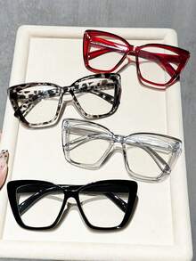 1/4 par de gafas de marco transparente minimalista de gran tamaño, adecuadas para uso diario - Multicolor - Ver 4