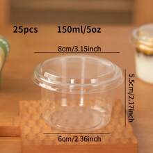 25个带盖可重复使用蛋糕杯，耐用防碎酸奶、椰子、果冻、燕麦杯，透明甜点盒，适用于蛋糕、慕斯、纸杯蛋糕、冰淇淋 - 彩色 - 查看 4