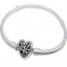 ¡Pulsera de plata de ley 925 con árbol del mundo y hueso de serpiente! Adecuada para pulseras DIY originales, regalo de joyería de moda para el cumpleaños o la boda de la mujer - Plateado - Ver 8