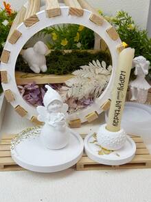 2 件套 - 大号镜面 + 小号圆形杯垫硅胶模具 DIY 简易圆形储物托盘石膏模具家居装饰摆件环氧树脂模具手工艺品制作铸造模具