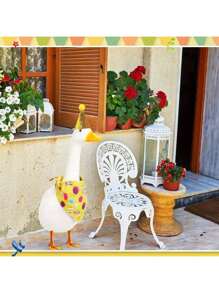 [Birthday Theme Lawn Goose Clothing] Home Party Decor Goose Costume With Glitter Hat And Happy Birthday Bandana Yard Goose Outfits Cement Plastic Goose Duck Decorations