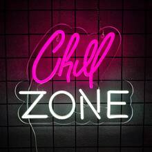 Cartello al neon a zona di curl, Justst Re/È un'atmosfera/VIP Lounge/Adulti solo cartello al Neon LED per bar e uomini, decorazione per pareti di stanze da donna, camera da letto, stanza del game, loung, club, arte da parete per feste, alimentato da 5V USB, controllo del pulsante, E per install.