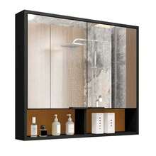 2-Door Wall-Mounted Bathroom Cabinet With Mirror And Achilles Niche - COLORS - màu đen - Xem 2