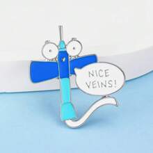 1 pieza Accesorio de joyería en forma de jeringa IV con diseño lindo, broche de esmalte para enfermeras, correa de identificación, bolsa, insignia para mochila, regalo para enfermeras, estudiantes graduados