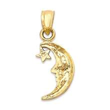 Solid Gold Dainty Moon With Star Pendant Pendent Polish Finished In 10k Or 14k - 14K - View 4