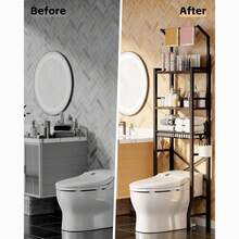 Over The Toilet Storage Cabinet, Over Toilet Bathroom Organizer 4-Tier Over Toilet Shelf Freestanding Space Saver Bathroom Shelves Above Toilet For Room, Black - 黑色 - 查看 6