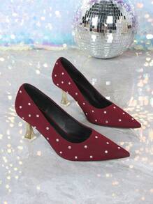 New Women's Mid Heel Pointed Toe Fashion Versatile High Heels, Not Fatiguing