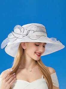 1 peça chapéu para mulheres senhoras organza fascinator páscoa chá festa nupcial igreja domingo chapéu de sol