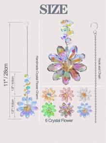 6 Stück Glas Kristallblume - Mehrfarbige Sonnenblumen Prisma Hängedekoration, geeignet für Innen- und Außenbereich, perfekt für Fenster, Terrassen, Gärten