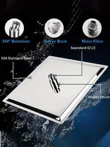 Đầu vòi sen tắm mưa áp lực cao bằng thép không gỉ, đầu vòi sen xoay gắn tường, thiết kế siêu mỏng tiết kiệm nước, lưu lượng nước cao, gắn tường, bề mặt được đánh bóng, dễ dàng lắp đặt trên tường và trần nhà. Hệ thống vòi sen phòng tắm hiện đại, mang đến trải nghiệm như ở spa. Lý tưởng cho phòng tắm gia đình, khách sạn, căn hộ và xe RV. Phụ kiện phòng tắm hiện đại và phong cách. Nâng cấp phòng tắm của bạn để có trải nghiệm tắm thư giãn. Một món quà lý tưởng cho gia đình và bạn bè. - Nhiều màu - Xem 3