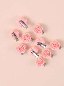 10Pcs Pink Rose Hair Clips For Women Small Flower Hairpins Girls Elegant Hair Clip Pin Barrettes Wedding Hair Accessories ,Flat Claw Clip, Hair Slide, Hair Claws
