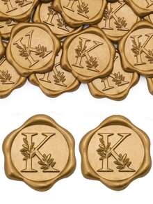 30/50 Pcs Letter Wax Seal Stickers, Gold Initial Alphabet Adhesive Wax Seal Stickers, Envelope Seal Stickers Envelope Seals Self Adhesive Gold Stickers For Thanksgiving Card/Gift Wrap/Wedding Engagement Party Invitation Wedding Party Birthday Christmas