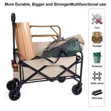 NetHong HI-Q Heavy-Duty Folding Fishing Cart With Tow Bar For Garden, Camping, Festival And Beach