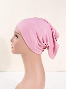 1pc Hijab Stretch Bonnet Turban Headscarftretch Plain Bamboo Jersey Inner Hat.For Muslim Women Hair Care Chemo Cap, Fashion Head Wrap