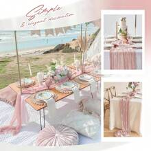 12 Pack Dusty Pink Cheesecloth Table Runner Gauze Table Runner Fabric Semi Sheer Cheese Cloth Table Decor Bulk For Rustic Romantic Wedding Baby Shower Table Decoration