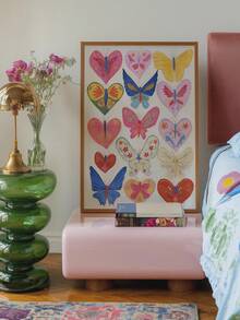 1pc Baby Room Decor, Wall Art, Butterfly Heart Prints, Colorful Nursery Art, Teen Girl Dorm Room Decor, 70's Style Art, Bohemian Wall Art, Whimsical Bedroom Poster Wall Art, Modern Living Room Wall Decor, Kids Room Wall Art For Boys, Baby Animal Prints - Multicolor - View 5