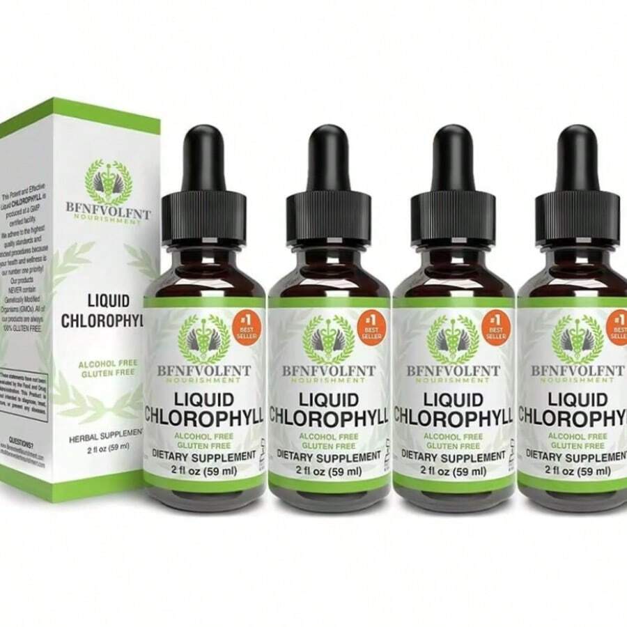 Liquid Chlorophyll Drops (4 Month Supply) Healthcare Supplement - Natural Deodorant And Detox - Gut Support Healthcare Liver