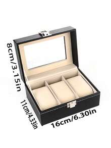 1pc Faux Wood Grain 6-Slot Watch Box, Transparent Window Jewelry Storage Box, Watch & Bracelet Organizer, PU Leather Jewelry Box, Dust-Proof Anti-Oxidation Watch Display Box - Multicolor - View 14