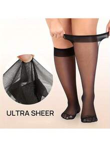 6双/套杏色和黑色透明女士长袜，超薄中筒袜，过膝袜，透气夏季，JK学院风，适合户外、运动、派对、学校、日常穿着