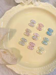 9格马卡龙纹理指甲油DIY可爱美甲配件，指甲油套装+美甲笔 - 白色 - 查看 2