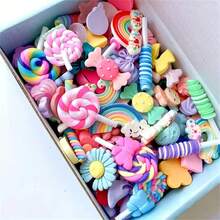 30 件糖果史莱姆饰品可爱套装混合树脂糖果平底史莱姆制作用品适用于 DIY 工艺品制作和装饰 DIY 剪贴簿