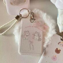 Kpop 照片卡夹钥匙扣卡通动物电脑夹 Kpop ID 徽章夹带钥匙扣学生公交卡吊坠钥匙扣硬壳保护性照片套学校用品，返校