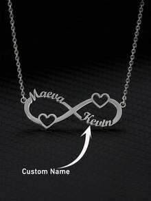 定制个性化无限项链，男女皆宜，手工制作的不锈钢心形吊坠名字项链，是送给家人、朋友、女儿、周年纪念、生日、日常穿着、舞会、母亲节、情人节、毕业典礼、婚礼的理想礼物 - 彩色 - 查看 5