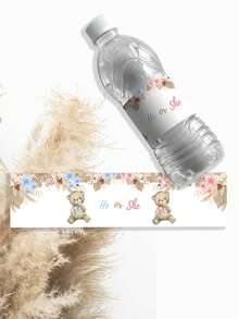 UNICCUT 客製化波西米亞風熊熊與芒草水瓶標籤，個性化姓名新生兒洗禮派對裝飾瓶貼，自黏式 - 彩色 - 查看 8