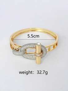 新款时尚女士不锈钢手链，优雅扣环，奢华珠宝，推荐奢华礼物 - 金色 - 查看 4