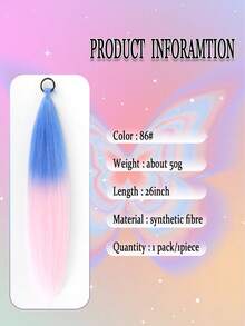 1-2pcs 26 Inch Blue & Pink Ombre Braiding Hair Extensions | Women Synthetic Yaki Straight Heat Resistant Fluffy Ponytail | Suitable For Halloween, Christmas, Holiday Parties - Multicolor - View 4