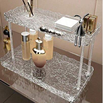 1 pezzo Mensola porta trucchi e profumi a 2 ripiani, organizer da bagno per prodotti cosmetici e per la cura della pelle