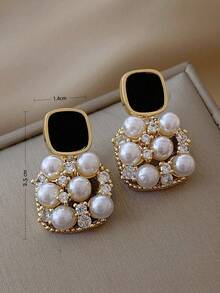 Andkiss Faux Pearl Decor Drop Earrings - Multicolor - View 3