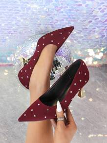 New Women's Mid Heel Pointed Toe Fashion Versatile High Heels, Not Fatiguing