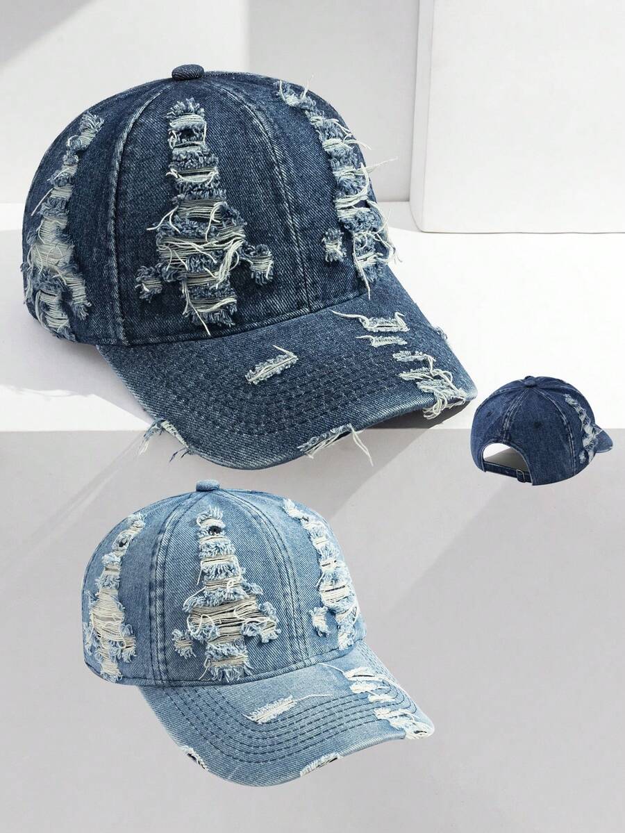1 Chiếc Mũ Lưỡi Trai Denim Cổ Điển Đã Giặt Cũ, Mũ Snapback Thời Trang Thường Ngày Cho Cả Nam Và Nữ, Chống Nắng & Thoáng Khí - Nhiều màu - Xem 1