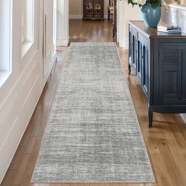 New Spring Modern Simple Gray Textured Runner Mat, Machine Washable Polyester Long Mat, Home Bedside Mat, Suitable For Hallway, Living Room, Bedroom, Entrance, Kitchen, Gift, Decorative Carpet, Bedroom Decor, Small Rug, Carpet, Home Decor, Living Room Carpet, Small Living Room Rug, Bedroom Carpet, Living Room Home Decor, Outdoor Rug, Washable Carpet