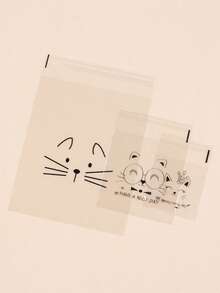 100 bolsas de sándwich reutilizables y transparentes - Almacenamiento de alimentos, sellado al vacío, organización de cocina - Emoticono de gato - Ver 7