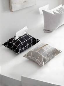 Family Pack Paper Towel Sleeve Tissue Bag Paper Towel Bag Fabric Tissue Box Tissue Bag ,Simple Style Plaid Fabric Tissue Bag Fabric Car Tissue Bathroom Living Room Placement ,Creative Paper Towel Sleeve Lightweight Non-Cardboard Tissue Convenient Replacement - Multicolor - View 1