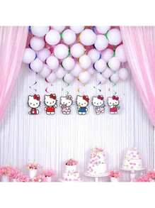 Hello Kitty 6/12 stuks Hello Kitty Party hangende swirls plafond streamers folie schattige decoratie Happy Birthday feestbenodigdheden HelloKitty feestdecoraties voor vrijgezellenfeesten, afstudeerfeesten en andere feestelijke gelegenheden