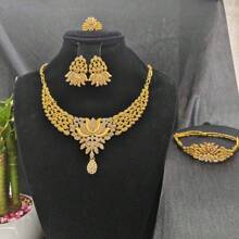 5pcs Middle Eastern Bridal Jewelry Set Necklace Earrings Ring Bracelet Accessory