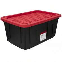 4-Pack 27-Gallon Heavy Duty Storage Bins - Black & Red Snap Lid Containers For Garage Industrial Organization - 27gal - View 2