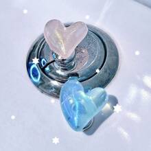 2pcs Heart-Shaped Flashing Flashing Toilet Flush Assist Button, Protecting Nail Art, Indoor And Car Decoration, Drawer And Wardrobe Handle, A More Comfortable Life And A More Exquisite Gift For Friends
