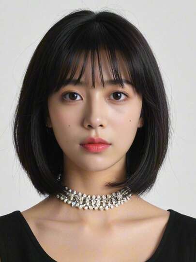 12 英寸女士时尚短卷黄色合成假发，带空气刘海，鲍勃发型，适合角色扮演、万圣节、派对