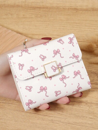 Pink Bow Love Pattern Fold Over Small Wallet Pocket Wallet Small Purse Bifold Slim Women Wallet Lightweight Portable Credit Card Key Case Short Wallet Cute Modern Fashion For Birthday Gift Christmas Anniversary Women Girls Lady,Business,For Anniversary,For Christmas,On Valentine Day,For Birthday Gift,For Gift,For Lover For Women,For Girls,For Lady,For Female,Bag School Supplies For School Dorm Room & Back To School
